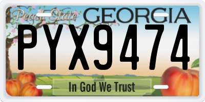 GA license plate PYX9474