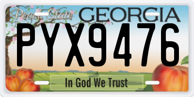 GA license plate PYX9476