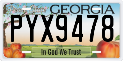 GA license plate PYX9478