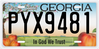 GA license plate PYX9481