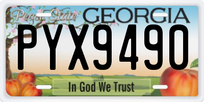GA license plate PYX9490