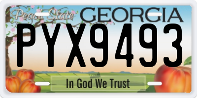 GA license plate PYX9493