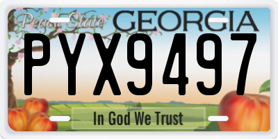GA license plate PYX9497