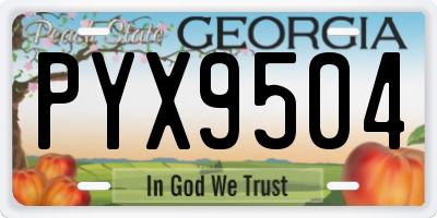 GA license plate PYX9504