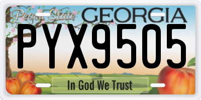 GA license plate PYX9505