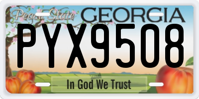 GA license plate PYX9508