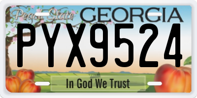 GA license plate PYX9524