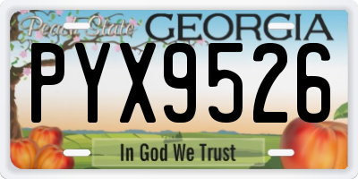 GA license plate PYX9526