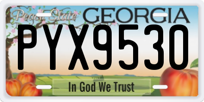 GA license plate PYX9530