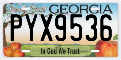 GA license plate PYX9536