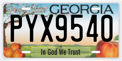 GA license plate PYX9540