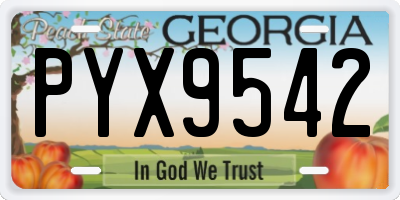 GA license plate PYX9542