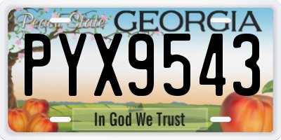 GA license plate PYX9543