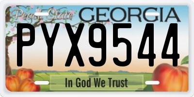 GA license plate PYX9544