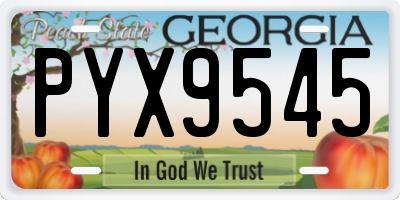GA license plate PYX9545