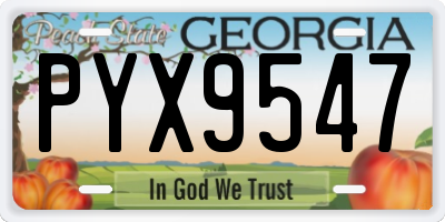 GA license plate PYX9547