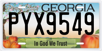 GA license plate PYX9549