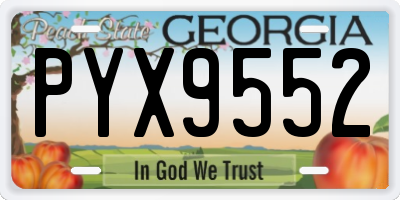 GA license plate PYX9552