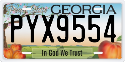 GA license plate PYX9554