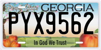 GA license plate PYX9562