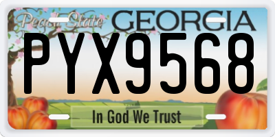 GA license plate PYX9568