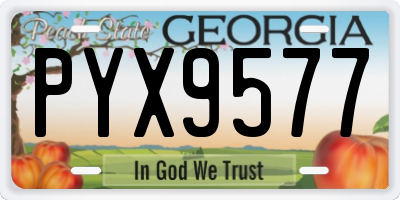 GA license plate PYX9577