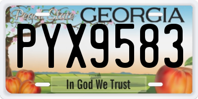 GA license plate PYX9583