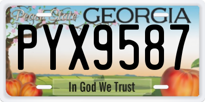 GA license plate PYX9587