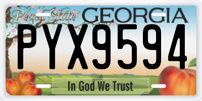 GA license plate PYX9594