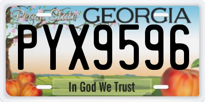 GA license plate PYX9596