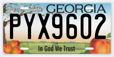 GA license plate PYX9602