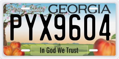 GA license plate PYX9604