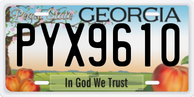 GA license plate PYX9610