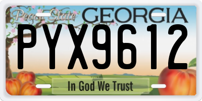 GA license plate PYX9612