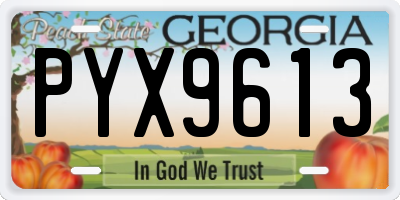 GA license plate PYX9613