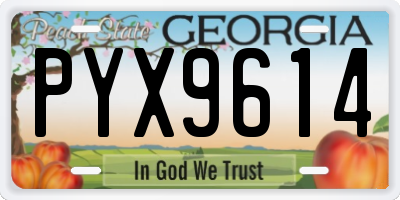 GA license plate PYX9614