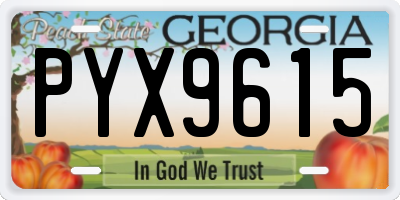 GA license plate PYX9615