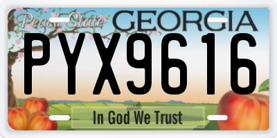 GA license plate PYX9616