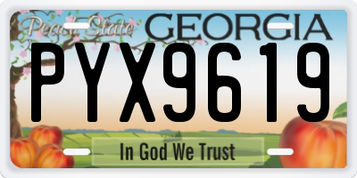 GA license plate PYX9619