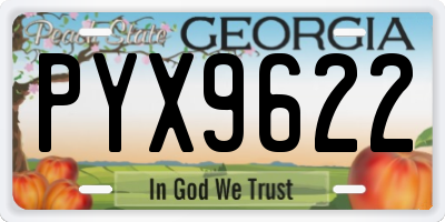 GA license plate PYX9622