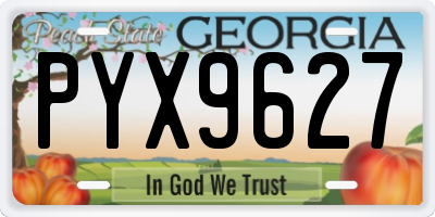 GA license plate PYX9627