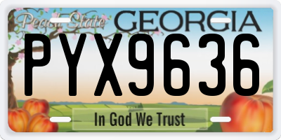 GA license plate PYX9636