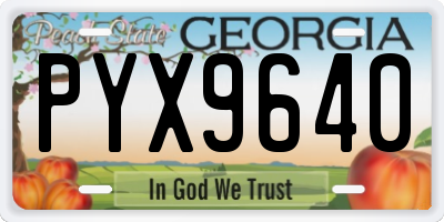 GA license plate PYX9640