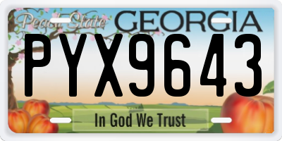 GA license plate PYX9643