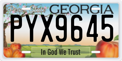 GA license plate PYX9645