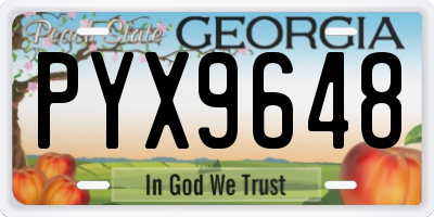 GA license plate PYX9648
