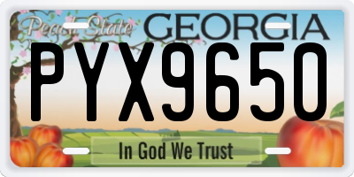 GA license plate PYX9650