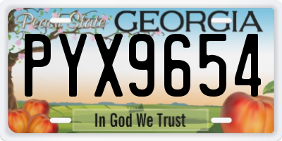 GA license plate PYX9654
