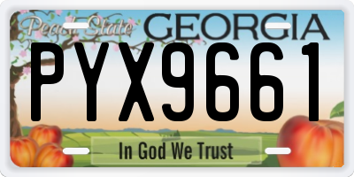 GA license plate PYX9661