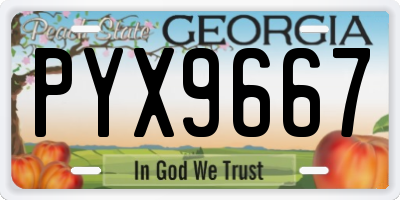 GA license plate PYX9667